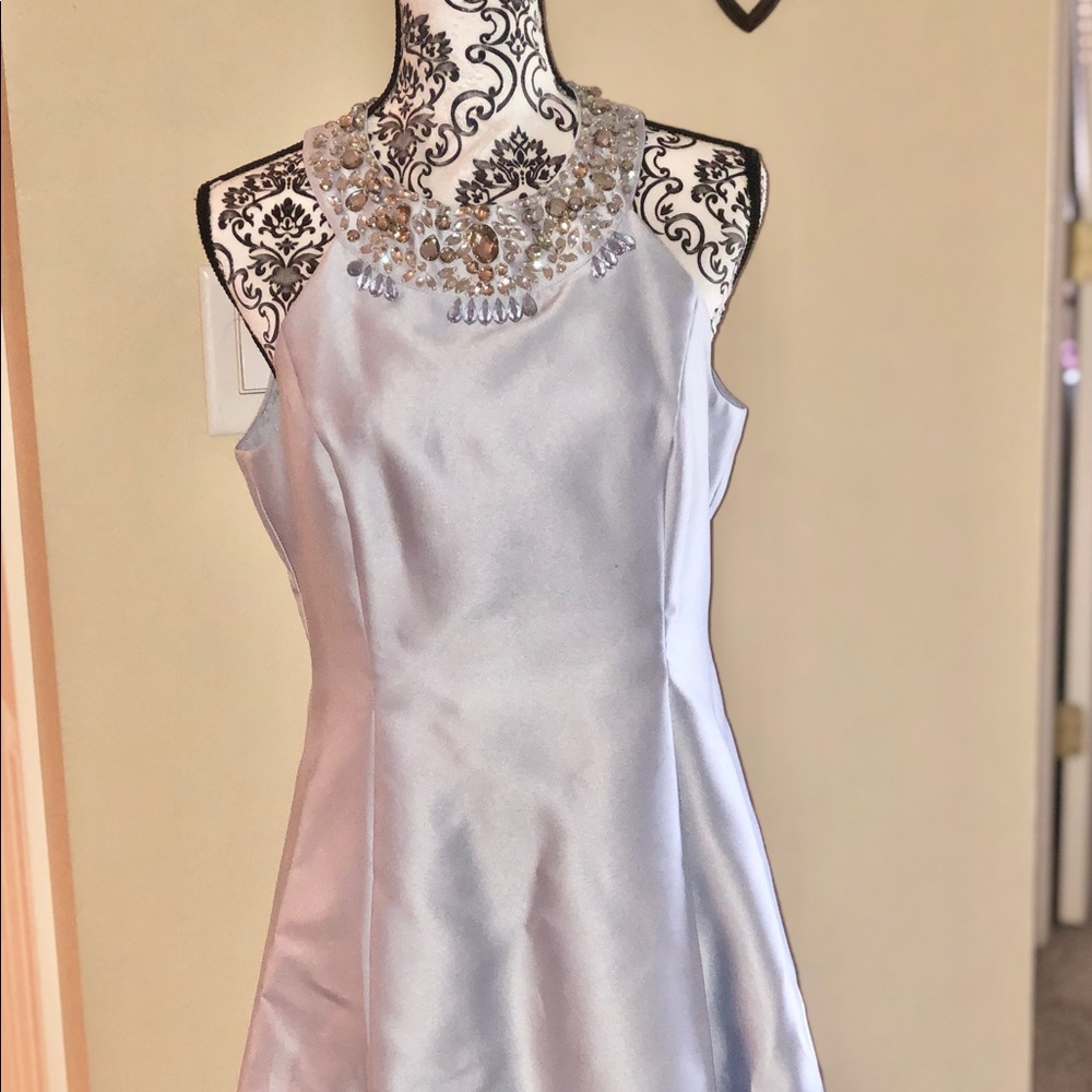 Gorgeous Ice Blue High Neck Sleeveless Cocktail Dress Size 10
